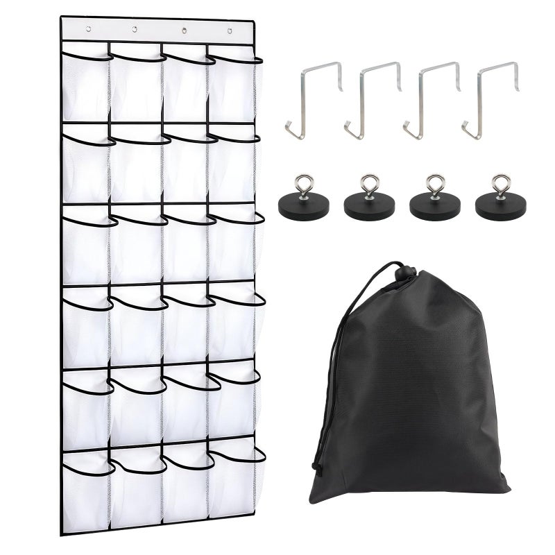Esoes Cruise Ship Magnetic Door Organizer, 24 Pockets Magnetic Behind the Door Shoe Rack-4 Strong Anti-Scratch Magnets, Over the Door Organizer Cruise Essentials Storage for Cruise Cabin Travel - Image 1