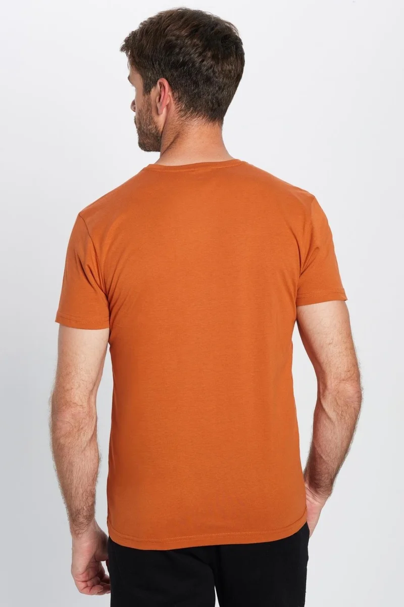 تودورس Men's Slim Fit Slim Cut 100% Cotton Soft Texture Cinnamon Color Crew Neck T-Shirt