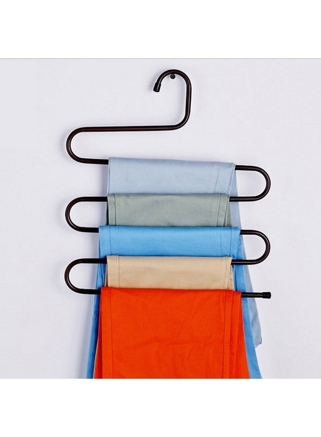 House of Quirk Metal S-Shape 5 Layers Magic Pants Hanger - Brown 1pc - Image 1