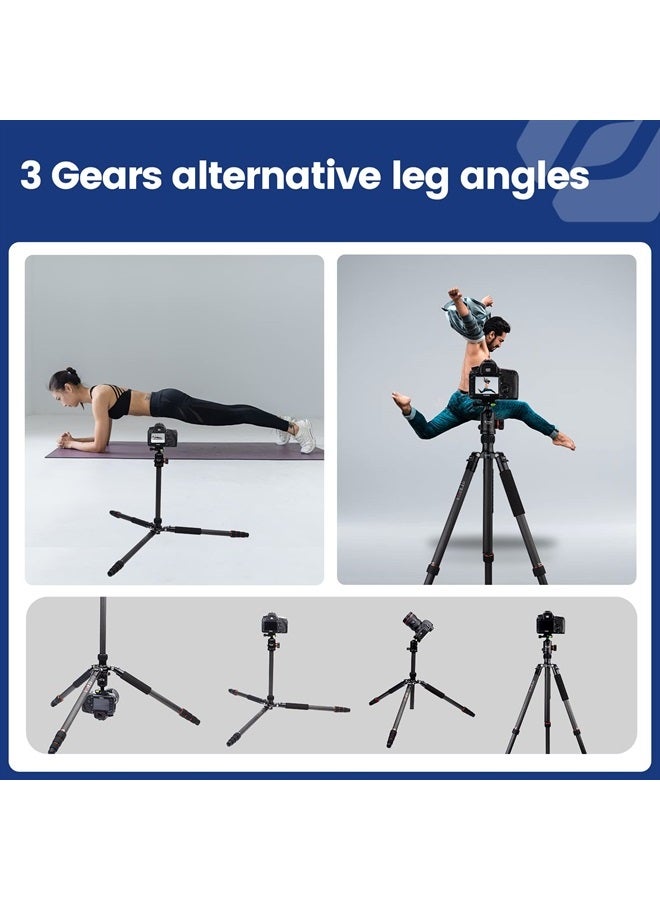 68" Carbon Fiber Tripod for Camera, Lightweight Travel Tripod with Ball Head, Detachable Monopod with Quick Release Plate and Bag, Load up to 12KG/26.5lbs