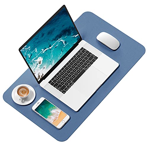 Hsurbtra Desk Pad, 23.6" x 13.8" PU Leather Desk Mat, M Extended Mouse Pad, Waterproof Desktop Blotter Protector, Non-Slip Ultra Thin Small Laptop Keyboard Writing Mat for Office Home, Dark Blue - Image 2