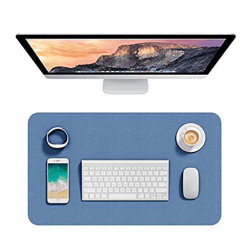 Hsurbtra Desk Pad, 23.6" x 13.8" PU Leather Desk Mat, M Extended Mouse Pad, Waterproof Desktop Blotter Protector, Non-Slip Ultra Thin Small Laptop Keyboard Writing Mat for Office Home, Dark Blue - Image 1