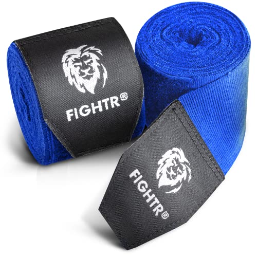 FIGHTR® Premium Boxing Hand Wraps for max. Stability and Protection | 4m semi Elastic Boxing Gloves with Thumb Loop for Boxing, MMA, Mauy Thai - Bandage (Blue) - Image 1