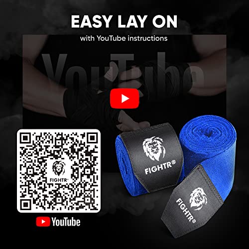 FIGHTR® Premium Boxing Hand Wraps for max. Stability and Protection | 4m semi Elastic Boxing Gloves with Thumb Loop for Boxing, MMA, Mauy Thai - Bandage (Blue) - Image 4