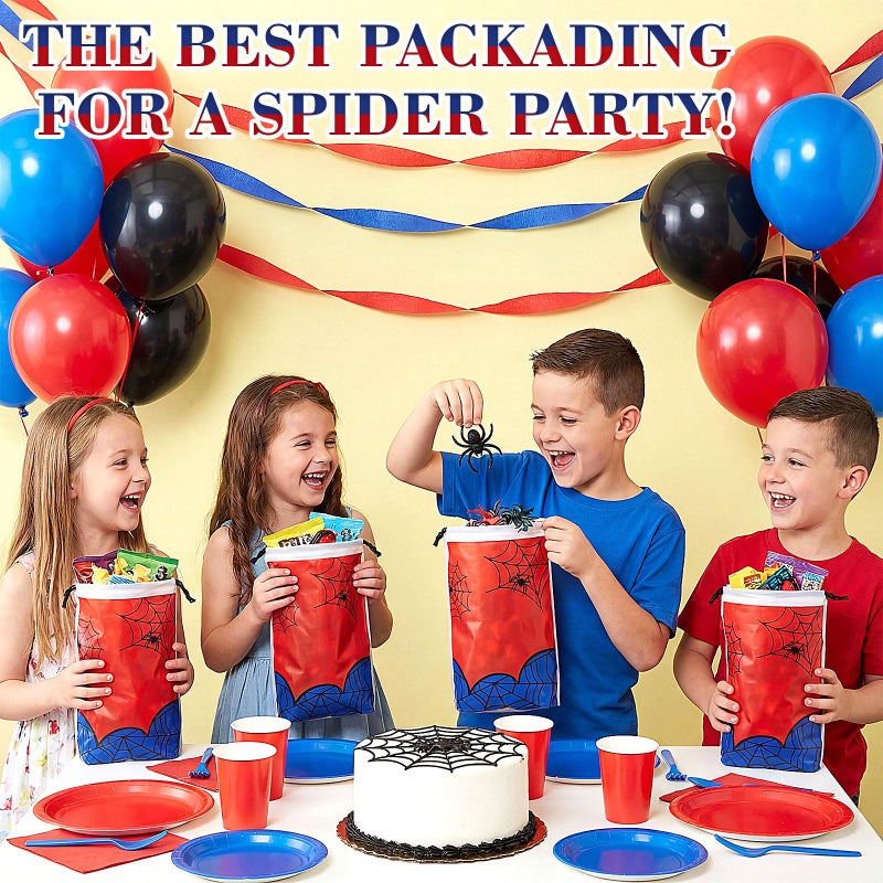 SilTriangle 48 Pcs Spider Themed Gift Bags 6.3 x 9 Inch Spider Cartoon Party Gift Snack Bags for Birthday Party Favors Decorations Supplies - Image 5
