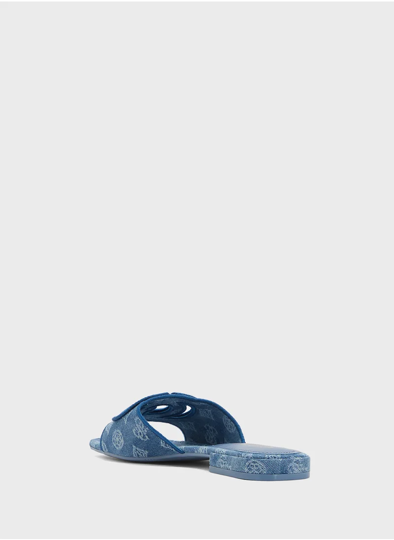 GUESS Jacquard Single Strap Low Heel Sandals
