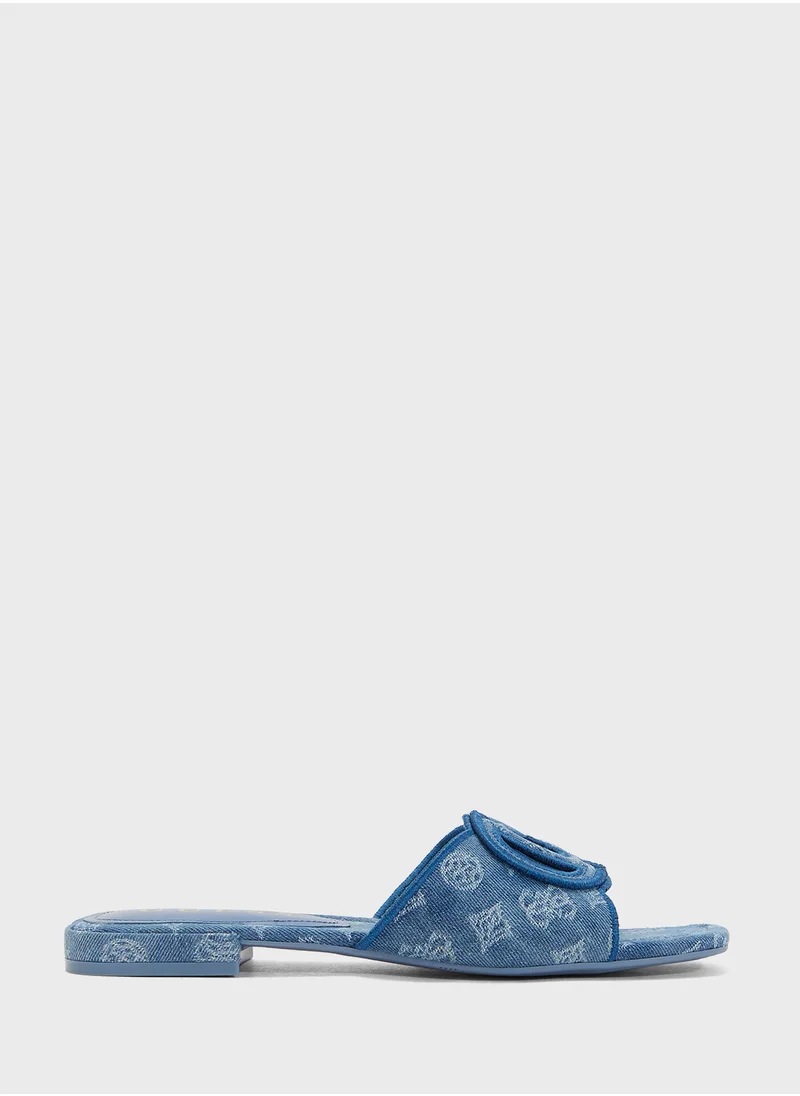 GUESS Jacquard Single Strap Low Heel Sandals