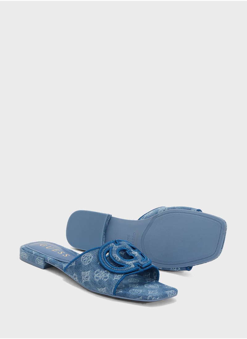 GUESS Jacquard Single Strap Low Heel Sandals  - Image 3