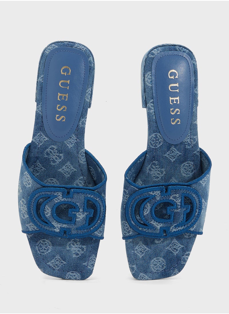 GUESS Jacquard Single Strap Low Heel Sandals  - Image 4