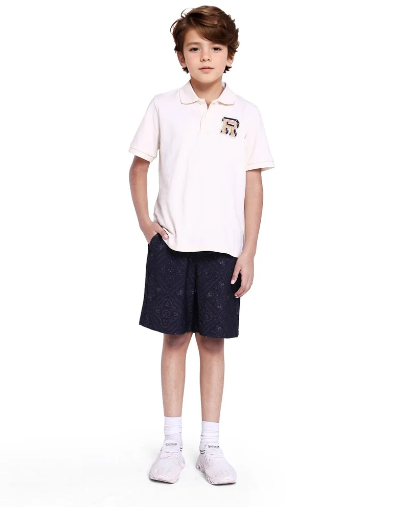 Rare Ones Rare Ones Kids Loui Navy Viscose Fabric Regular Fit Digital Print Shorts