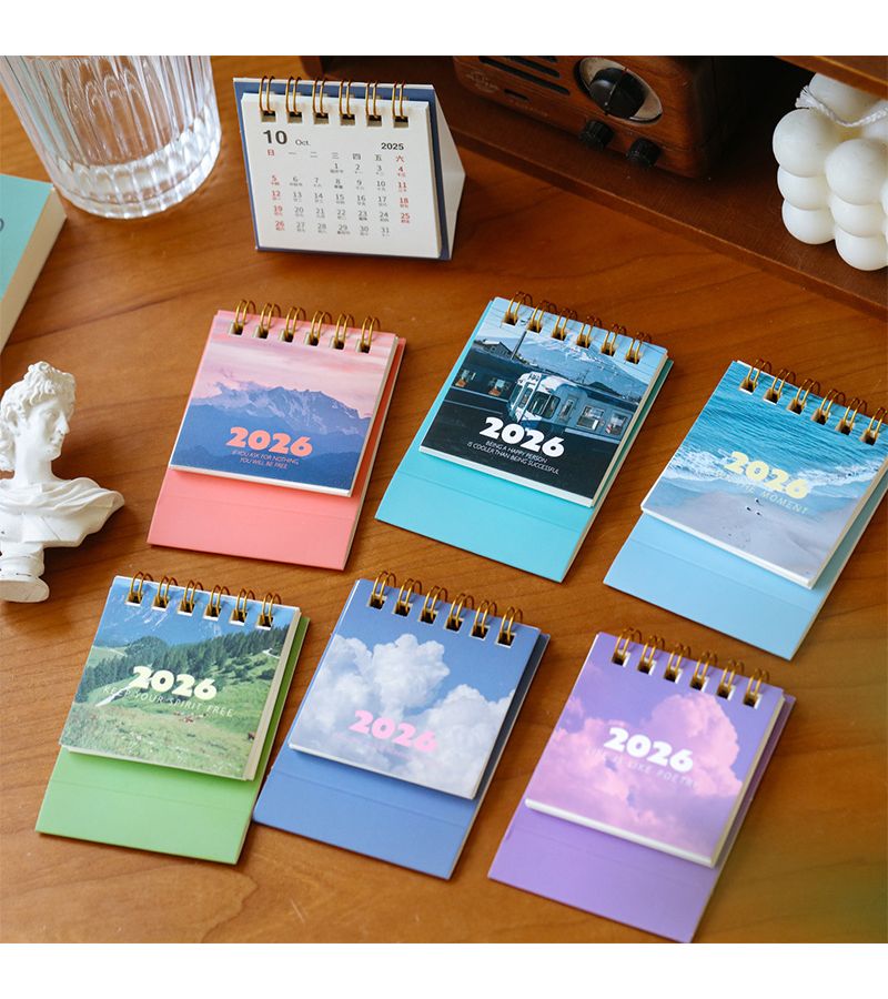 2026 Mini Desk Calendar A2 With Creative Coil For Planning Office Decoration - Image 1