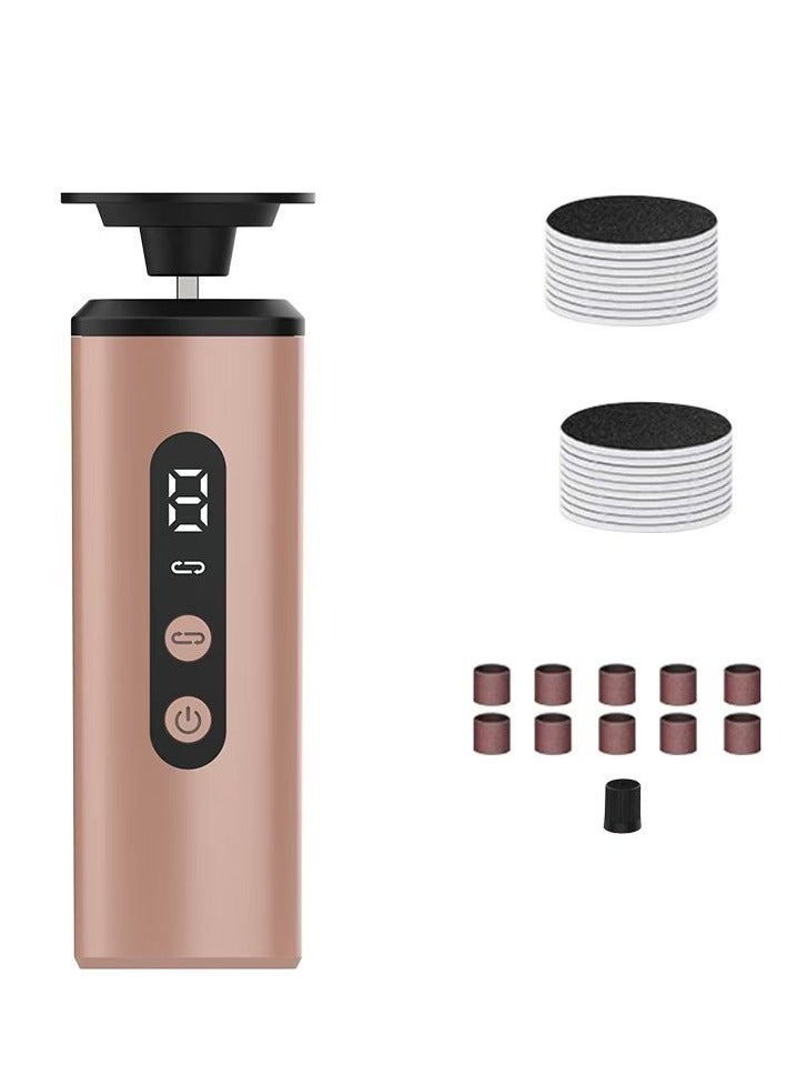 إيفرين جهاز كهربائي لإزالة مسامير القدم، محمول 1200 مللي أمبير/ساعة قابل لإعادة الشحن، 1-9 إعدادات سرعة قابلة للتعديل، مبرد قدم كهربائي للعناية بالقدمين، العناية بالأظافر، للاستخدام المنزلي وأثناء السفر (ذهبي) - Image 1