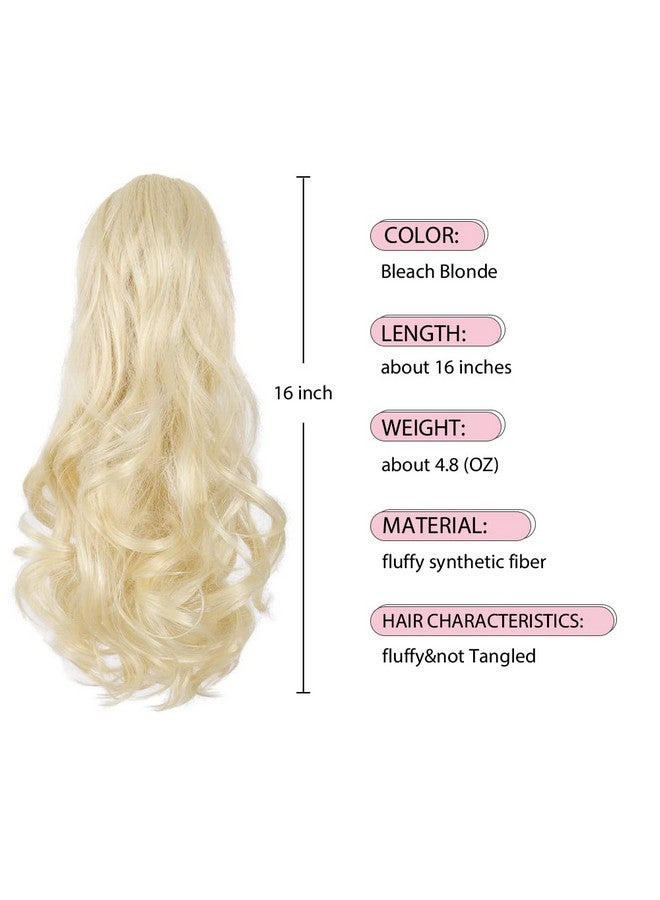 HSPJHTM Claw Clip Ponytail Extensions,16" Blonde Hair Ponytails Extension for Women Curly Hair Piece Synthetic Pony Tail Wig Wavy Halloween Fluffy Hairpiece Daily Use - Image 2