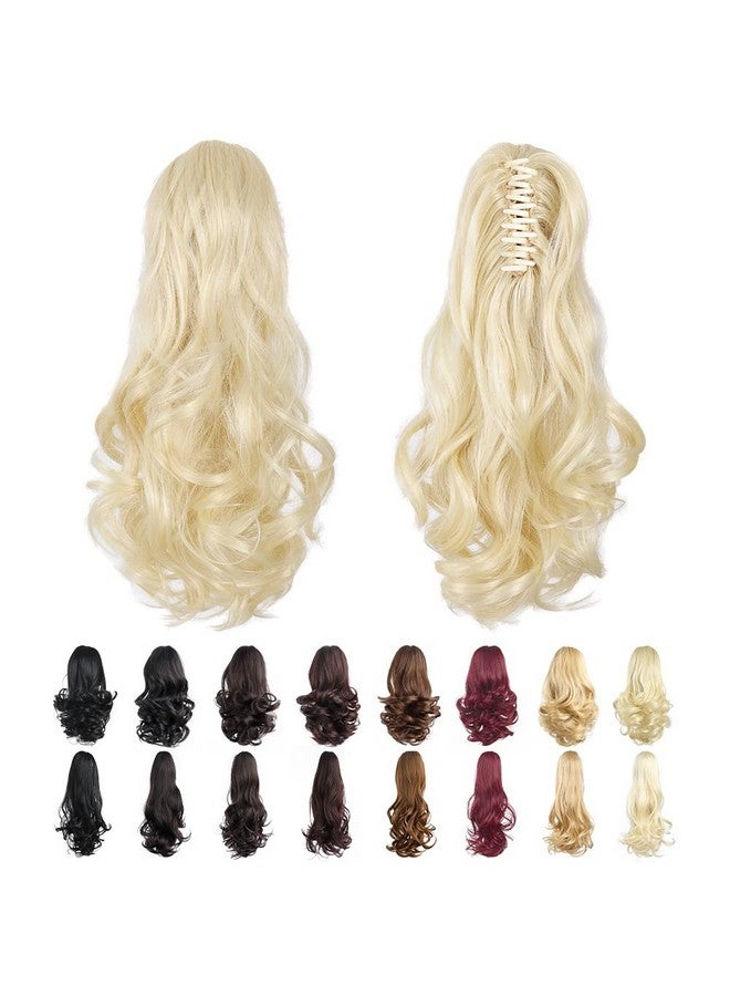 HSPJHTM Claw Clip Ponytail Extensions,16" Blonde Hair Ponytails Extension for Women Curly Hair Piece Synthetic Pony Tail Wig Wavy Halloween Fluffy Hairpiece Daily Use - Image 1