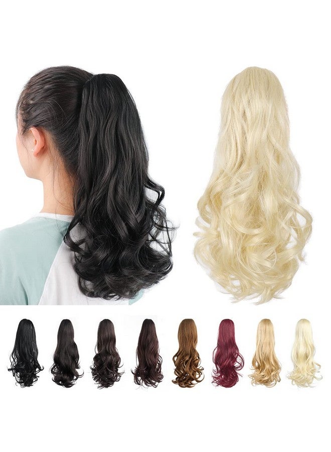 HSPJHTM Claw Clip Ponytail Extensions,16" Blonde Hair Ponytails Extension for Women Curly Hair Piece Synthetic Pony Tail Wig Wavy Halloween Fluffy Hairpiece Daily Use - Image 4