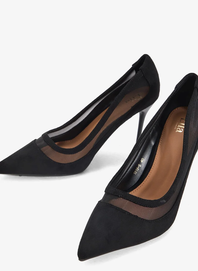 Ella Black High Heeled Mesh Pump for Women | Best Price UAE