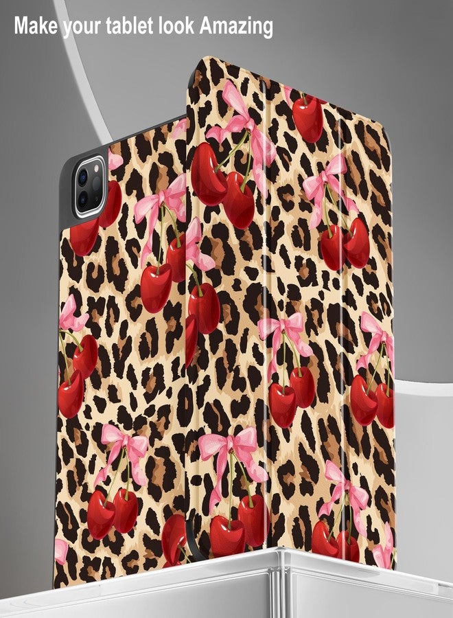 May Chen Case for iPad Pro 11 inch (4th, 3rd, 2nd & 1st Gen) 2022 2021 2020 2018, Trifold Stand + Pencil Holder + Auto Wake/Sleep + Soft TPU Protective Stand Back Cover, Cherry & Cheetah - Image 4