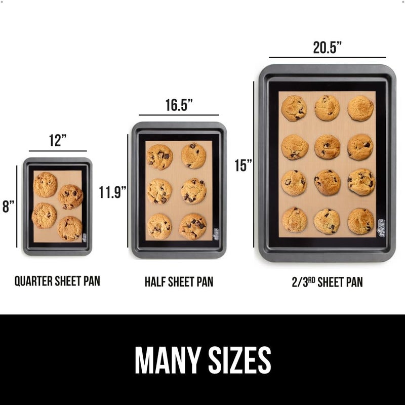 GORILLA GRIP Reusable Nonstick Silicone Baking Mat, 2-Pack, BPA-Free Oven Safe Food Liner for Toaster Ovens, Mini Cookie Sheets, Easy Clean, Holiday Baking Essentials, 11.75x8.25, Quarter Sheet, Black - Image 3