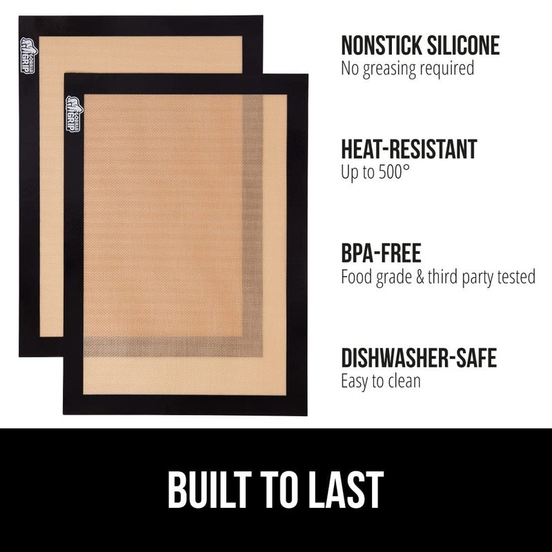 GORILLA GRIP Reusable Nonstick Silicone Baking Mat, 2-Pack, BPA-Free Oven Safe Food Liner for Toaster Ovens, Mini Cookie Sheets, Easy Clean, Holiday Baking Essentials, 11.75x8.25, Quarter Sheet, Black - Image 2