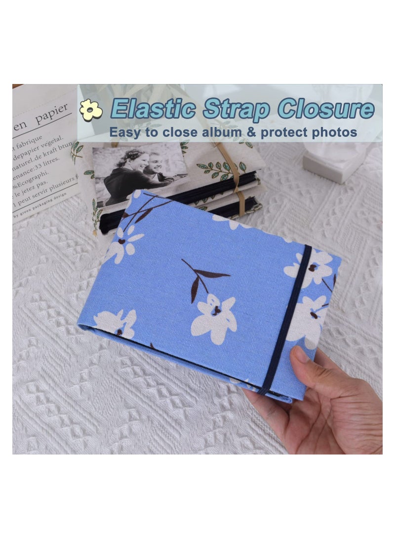 SYOSI ألبوم صور صغير 2 قطعة 4X6 100 جيب غلاف قماشي ألبومات صور محمولة للأطفال والعائلة وحفل الزفاف والذكرى السنوية باللون الأزرق - Image 4
