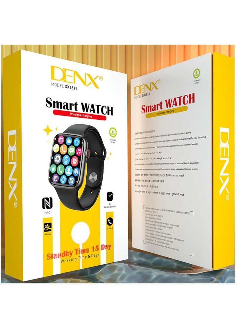 Advanced DENX DX1511 Smart Watch: Long Standby, NFC, Alipay, Calling, and Intuitive Interface in a Sleek, Durable Design