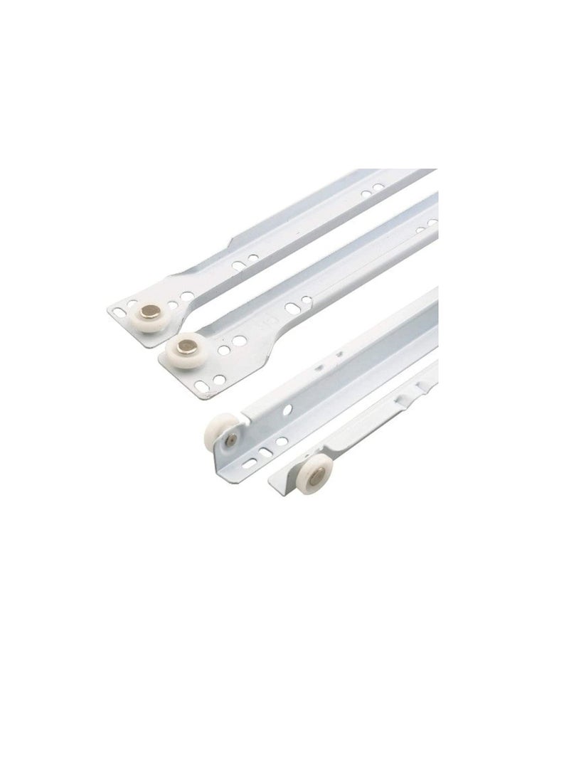 Robustline Roller Wheel Cabinet Drawer Keyboard Slide Glide Runner 2 Pairs (1.0mm Thickness), Heavy duty drawer slides (24") - Image 1