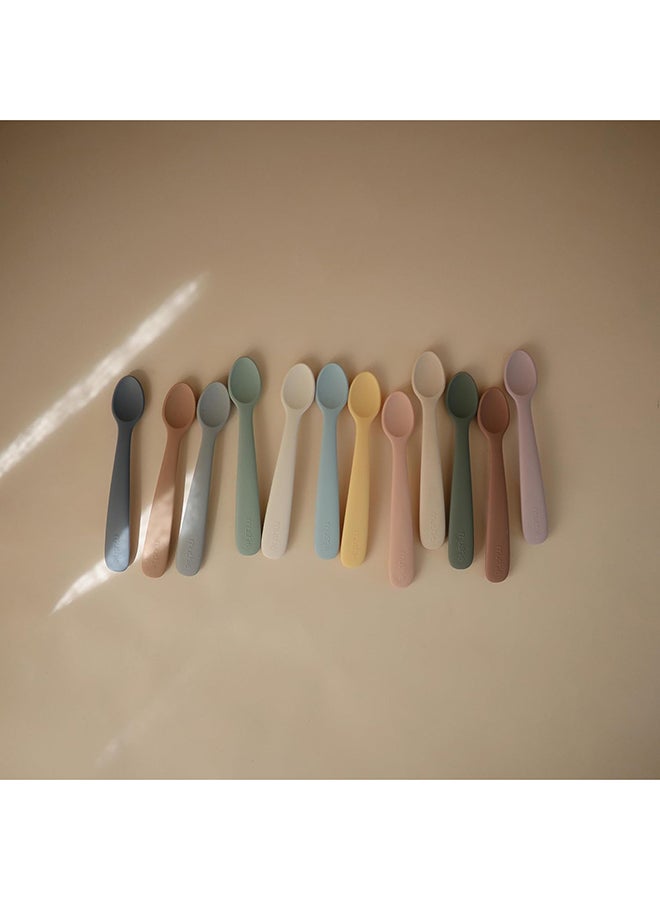 Mushie Silicone Feeding Spoons 2-Pack Powder Blue - Image 2