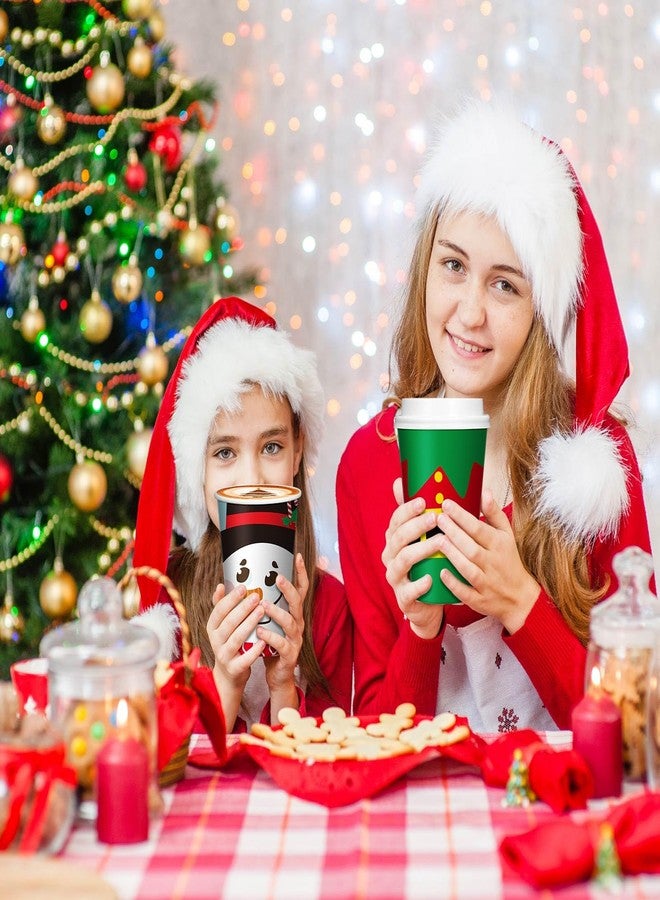 Uiifan 80 Pack Christmas Coffee Disposable 16 OZ Paper Cups with Lids and Straws Christmas Hot Chocolate Cups for Xmas Party Hot and Cold Drinks Tea Water Serving - Image 5