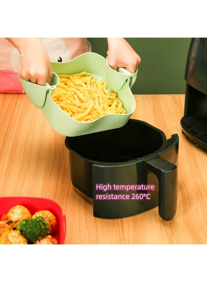 NOVOLAN Silicone Baking Pan Square Air Fryer High Temperature Resistant Non-Stick Oil Easy to Clean Baking Mat Double Ear Integrated Silicone Pot Mat, 3D Ventilation Size: 20cm x 20cm x 6cm (green) - Image 3