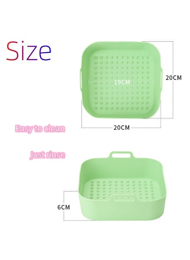 NOVOLAN Silicone Baking Pan Square Air Fryer High Temperature Resistant Non-Stick Oil Easy to Clean Baking Mat Double Ear Integrated Silicone Pot Mat, 3D Ventilation Size: 20cm x 20cm x 6cm (green) - Image 4
