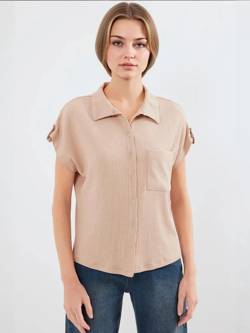 بيغ دارت قميص كريب مزخرف بجيب