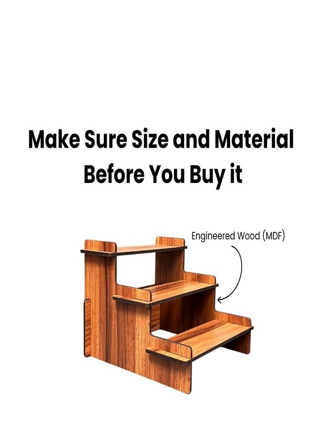 EXPORTIQ Engineered Wood 3 Tier Countertop Display Riser, 4MM Thick MDF Stand, 3 Steps Spice Rack for Kitchen Counter - Image 4
