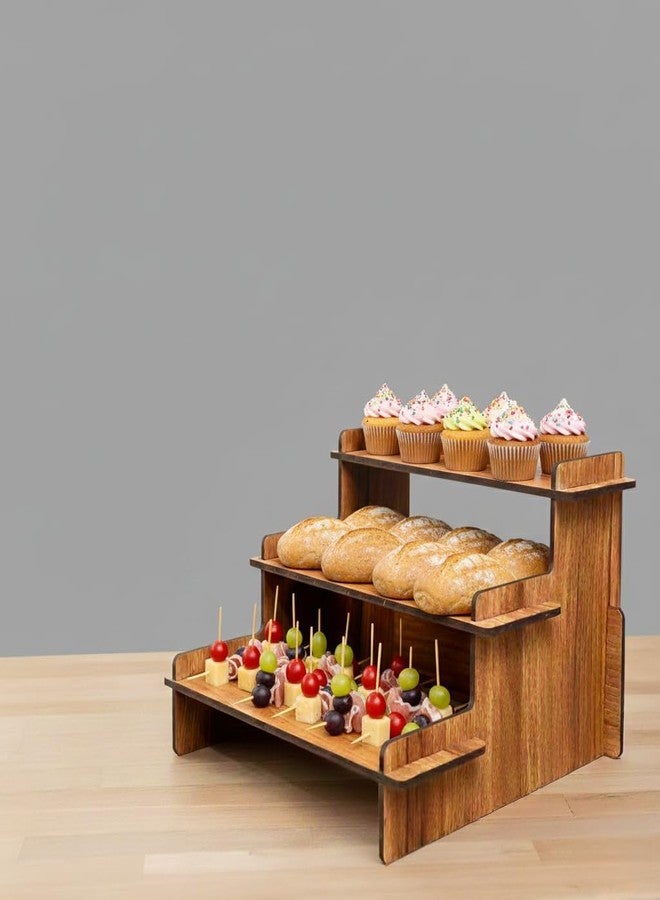 EXPORTIQ Engineered Wood 3 Tier Countertop Display Riser, 4MM Thick MDF Stand, 3 Steps Spice Rack for Kitchen Counter - Image 5