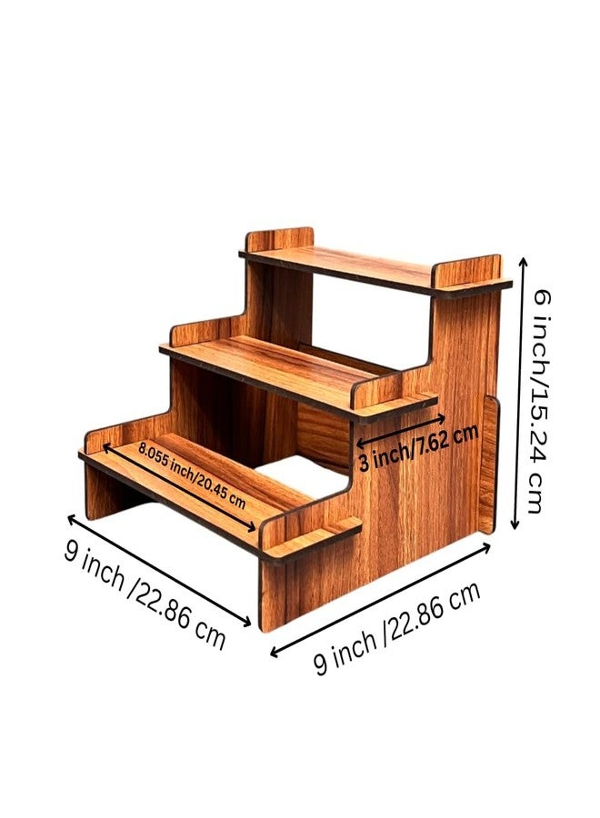 EXPORTIQ Engineered Wood 3 Tier Countertop Display Riser, 4MM Thick MDF Stand, 3 Steps Spice Rack for Kitchen Counter - Image 3