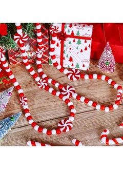 obmwang obmwang 10 Feet Christmas Wooden Bead Garland Christmas Candy Garland Red and White Peppermint Candy Bead Garland for Xmas Party Supplies Holiday Decor (Red and White)  - Image 3
