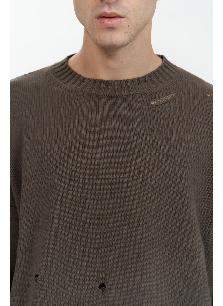 Alec Ribbed Ripped Detail Brown Men's Knitwear Sweater - pzsku/ZA0617C3E354A4D0C0E3CZ/45/_/1741093471/767c7551-d0cb-4484-8c1a-bdae393944a6