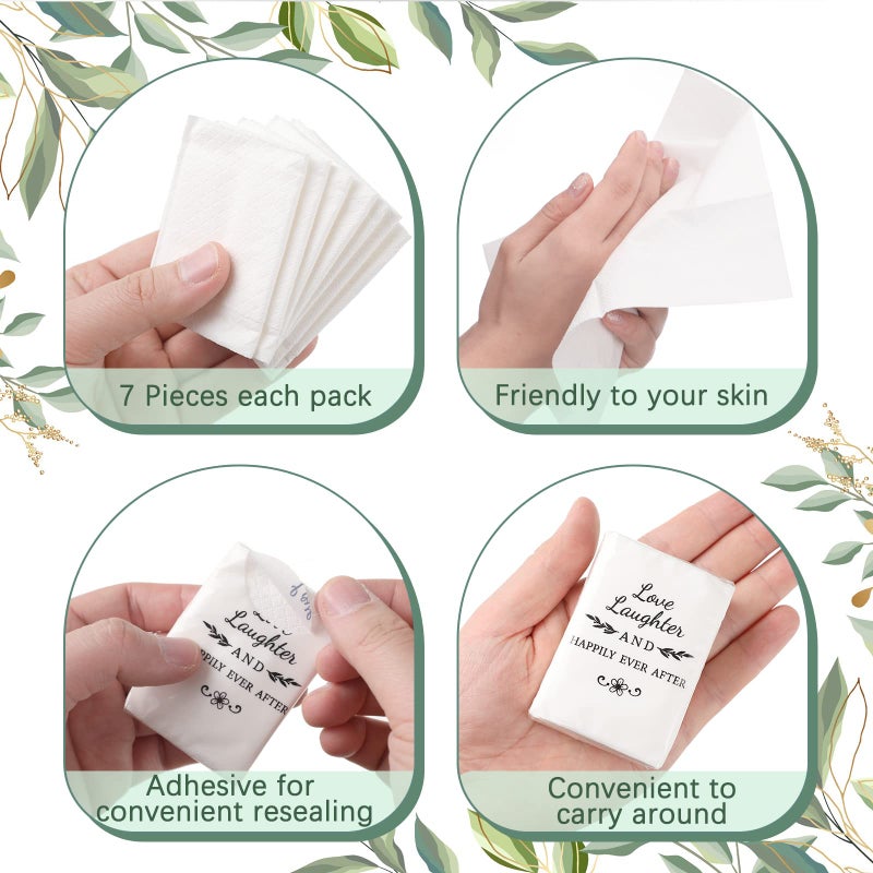 Yinder 50 Pack Happy Tears Tissues Packs for Wedding Bulk Facial Tissues Items for Guests Welcome Bags Pocket Paper 3 Ply Individual Mini Travel Tissue Packs for Wedding Graduation Party Ceremony(Classic) - Image 4