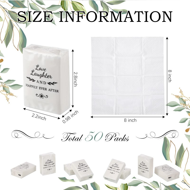 Yinder 50 Pack Happy Tears Tissues Packs for Wedding Bulk Facial Tissues Items for Guests Welcome Bags Pocket Paper 3 Ply Individual Mini Travel Tissue Packs for Wedding Graduation Party Ceremony(Classic) - Image 5