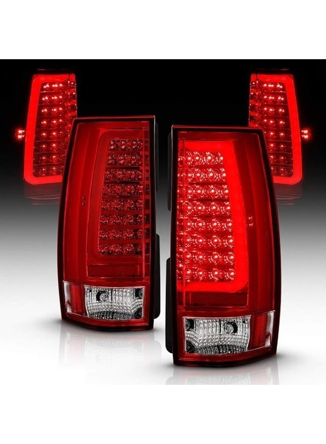 2007-2014 Chevy Tahoe Suburban/Yukon XL Denali Replacement Crystal Red C-Type LED Tube Tail Lights Set - Passenger and Driver Side - Image 4