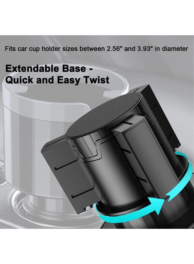 Adjustable Car Cup Holder Expander With Base Fits Large Bottles Drinks And Mugs Durable Abs Material Black For Vehicle Organization Cup Holders - Image 5
