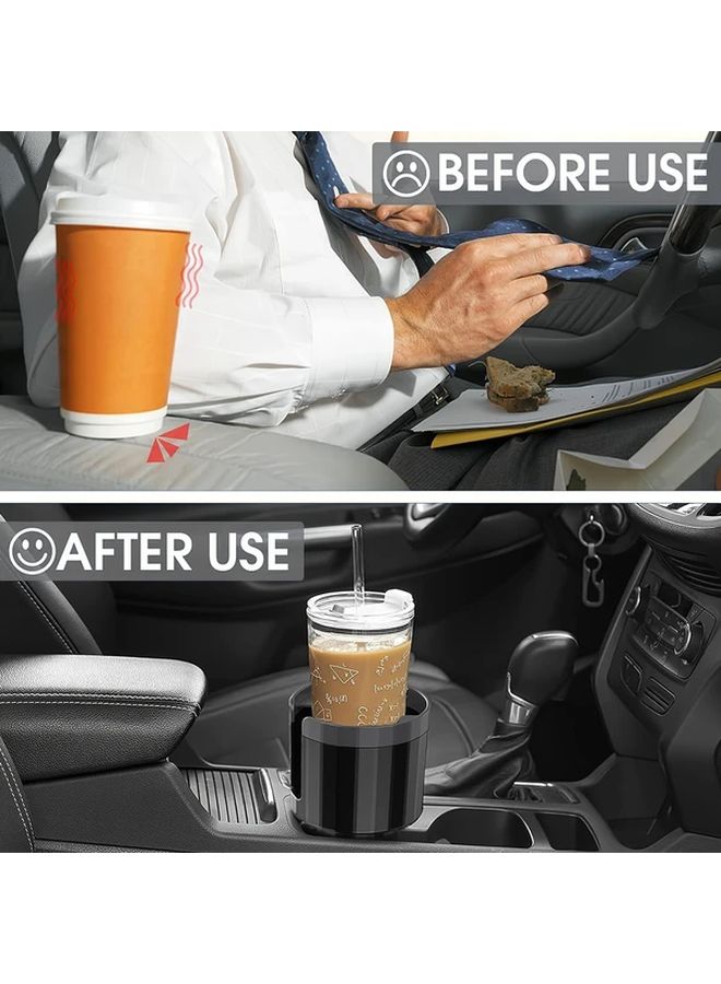 Adjustable Car Cup Holder Expander With Base Fits Large Bottles Drinks And Mugs Durable Abs Material Black For Vehicle Organization Cup Holders - Image 3