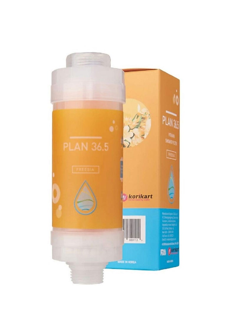 Plan 36.5 Vitamin Shower Filter - Removes Chlorine, Improves Skin Health, Soothes Stress, Softens Water, Prevents Hair Loss (Freesia Flavor) - Image 1