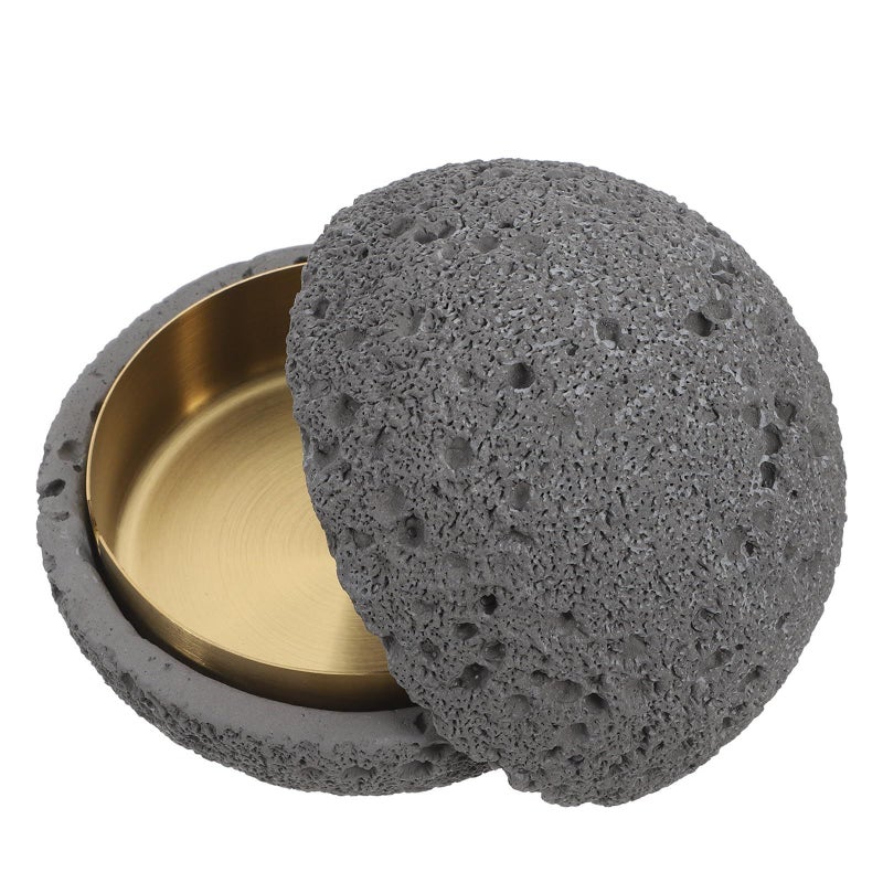 Large Metal Ashtray With Lid Vintage Smokeless Ash Holder Deep Gray Home Office Desktop - Image 2