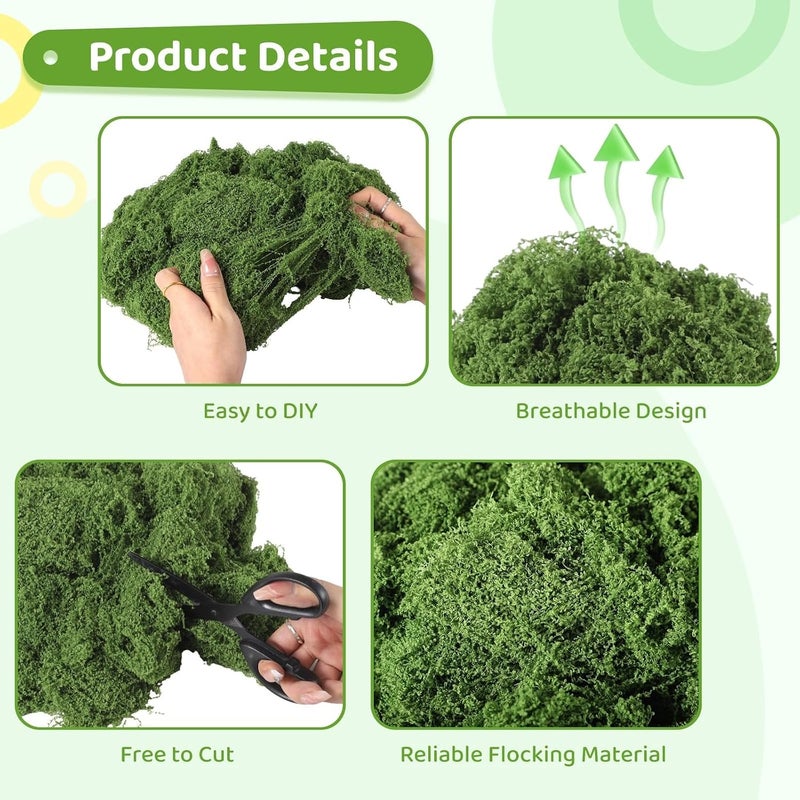 Ahlan 100g Artificial Moss for Potted Plants, Fake Grass, Faux Garden Decor, DIY Green Crafts, Glass Containers,Wall and Party Decorations, Art Moss (Dark color) - Image 3