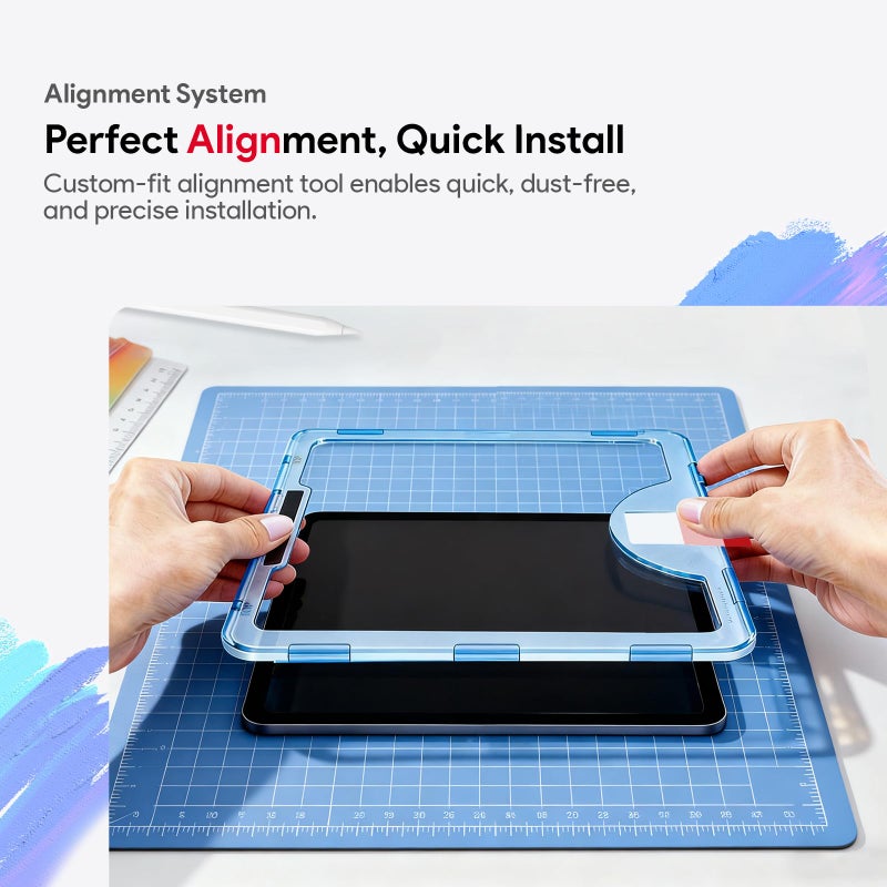 bersem Paperfeel Glass Screen Protector Compatible with iPad Air 11 Inch M3 2025 / M2 2024, Tempered Glass, Anti-Scratch, EZ Kit, Case Friendly, 1 Pack - Image 3