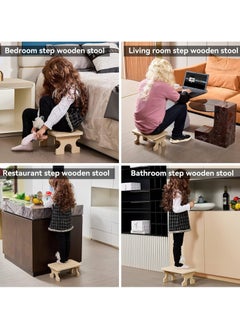 Generic Natural Beech Wood Step Stool for Kids Natural Beech Wood Shoe Stool  - Image 4