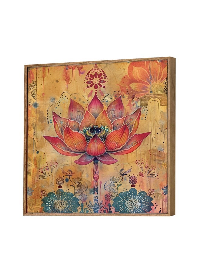 Painting Mantra Painting Mantra Large Framed Lotus Floral Canvas Painting Wall Art Print, Decorative Modern Paintings For Home, Living Room, Hotel Bedroom And Office Décor (Pink, Size 23 x 23 Inch)  - Image 3