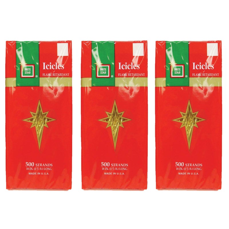 Brite Star 500 Strands Icicles Tinsel,Gold (Set of 3) - Image 4