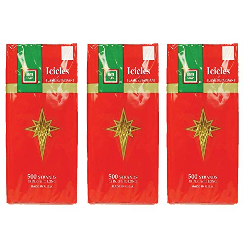 Brite Star 500 Strands Icicles Tinsel,Gold (Set of 3) - Image 1