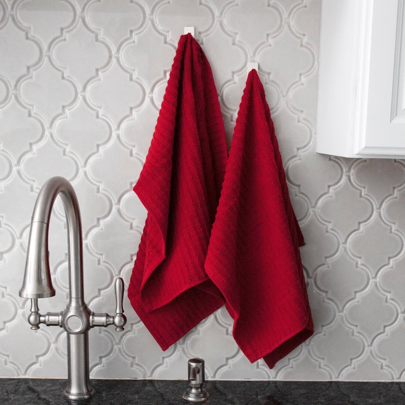 Ritz Royale Collection 100% Combed Terry Cotton  Highly Absorbent  Oversized Kitchen Towel Set  28"" x 18""  2-Pack  Solid  Paprika Red - Image 4